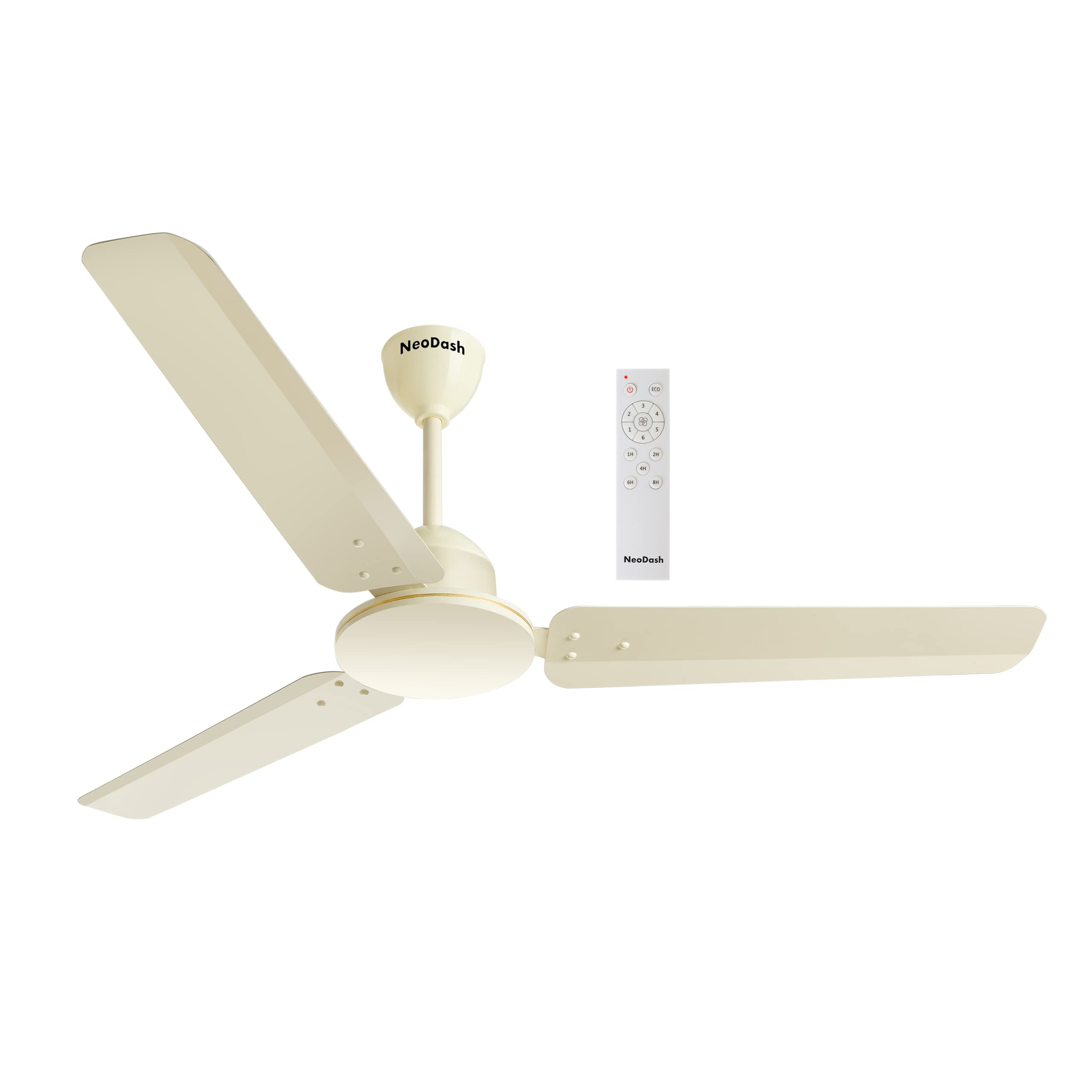 NeoDash EXA 1200mm 5 Star BLDC Ceiling Fan with RF Remote Control | Upto 60% Energy Saving, Anti Rust, 100% Copper Winding, High Speed, 7 Speed Settings (Ivory)