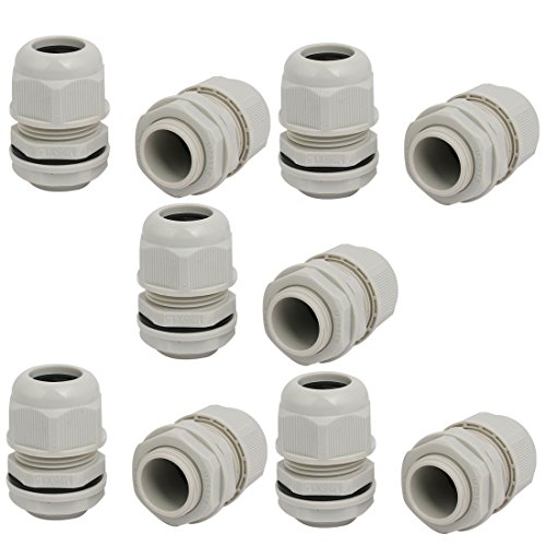 Aexit M25x1.5mm 6.4mm-8.7mm Transmission Range Nylon 2 Holes Adjustable Cables Gland Gray 10pcs