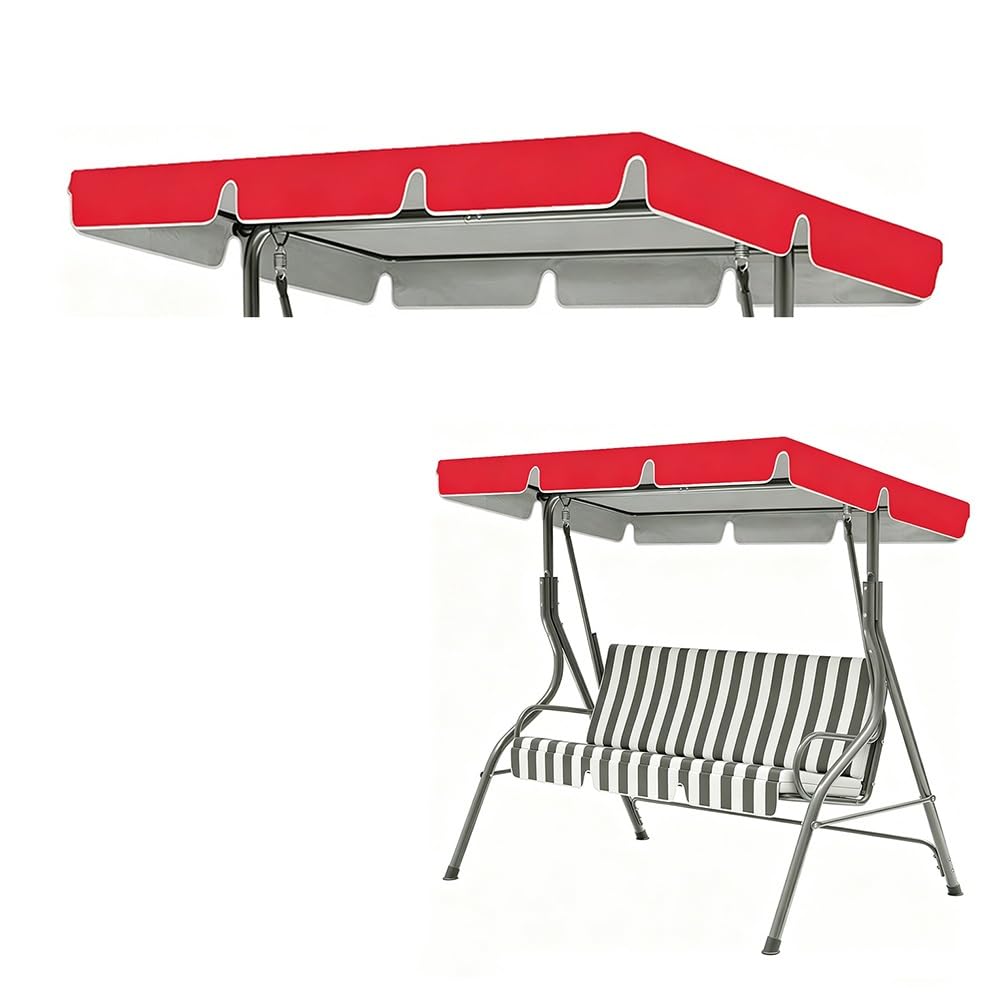 BEWEGNLNHK ﻿56x47/75x52/98x73in Patio Swing Canopy Replacement Cover, 2/3 Seater Waterproof Swing Chair Canopy Replacement For Porch Yard Garden(Red,249x185cm/98x73in)