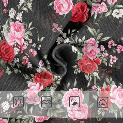 Joisal Floral Pink Red Roses Black Toddler Girls Underwear 2t Cotton Little Girl Panties Print Briefs Kids Undies3