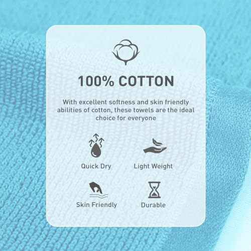 Image of MYTRIDENT Face Towel | Urban Comfort | Quick Drying | Travel Friendly | for Men /Women | 6 Pc Face Towel (30 cm x 30 cm) | 100% Cotton 450 GSM - Teal Sachet