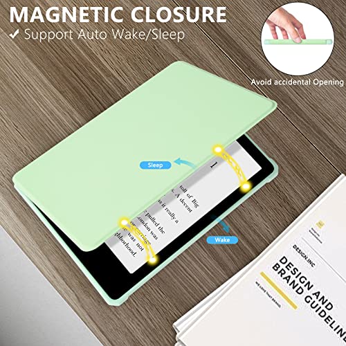 Image of COO Case for 6.8 inch Kindle Paperwhite 11th Gen, PU Leather Smart Cover with Auto Sleep /Wake (Green)
