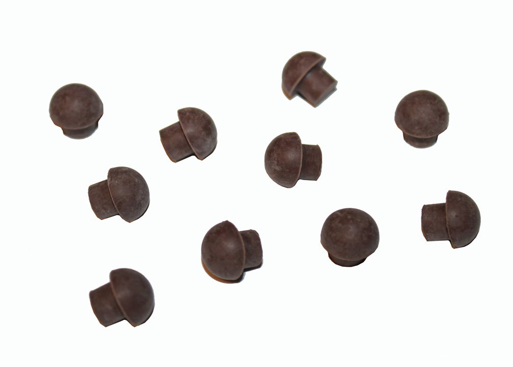 Brown Rubber Button Piano Cabinet Bumper 7/16" Quantity 10