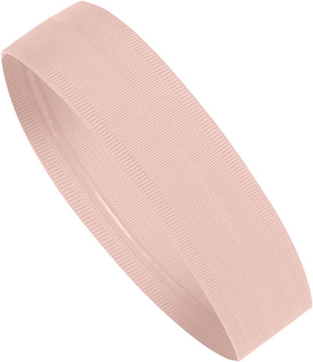 Sports Headband Prevent Slip Moisture Wicking Soft Elastic Men Women Sweatband for Fitness Yoga Running Pink