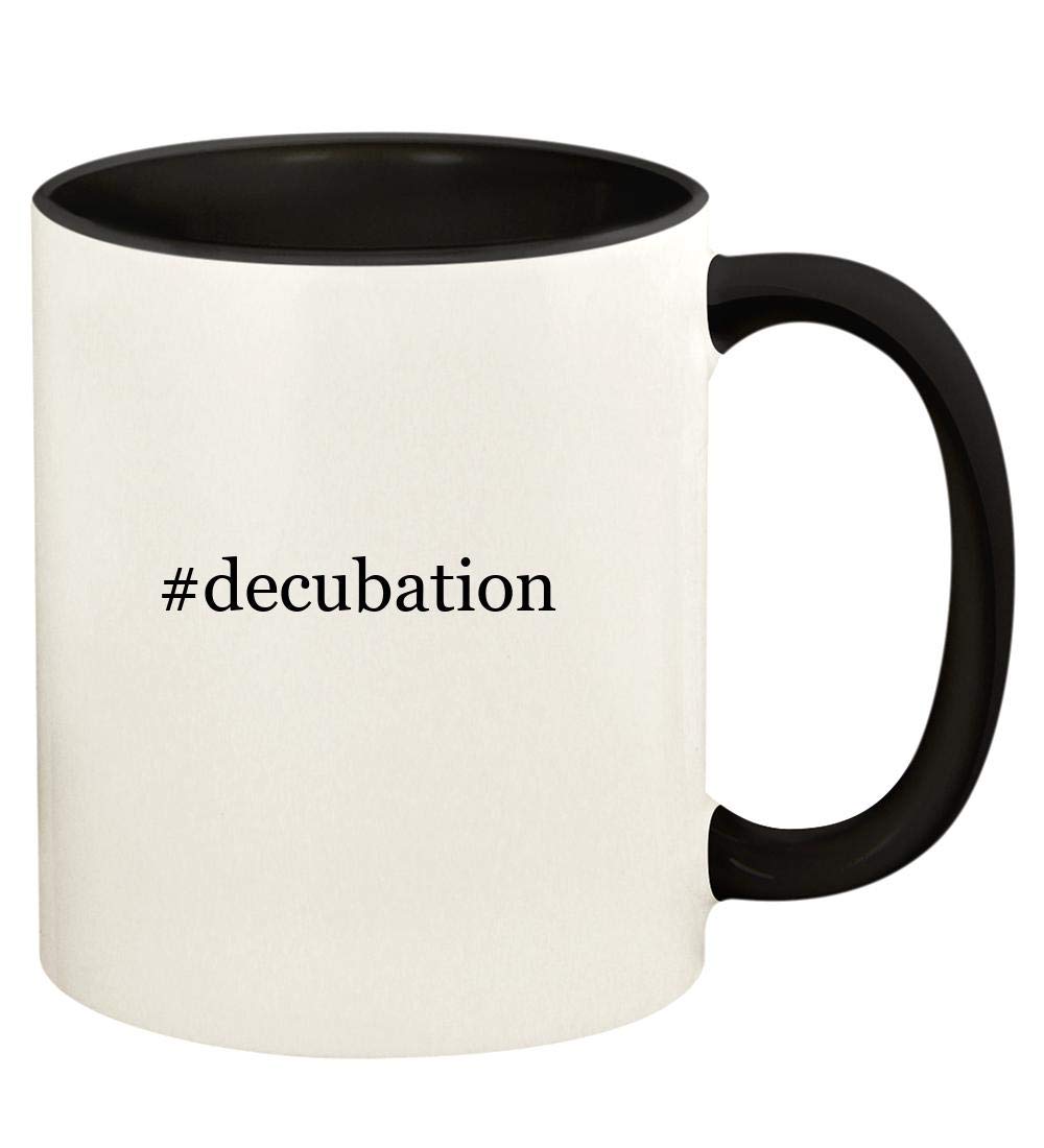 #decubation - 11oz Hashtag Ceramic Colored Handle and Inside Coffee Mug Cup, Black