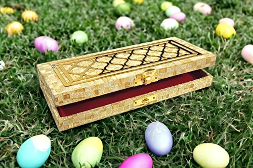 Image of SHAKTISM Wood Decorative And Attractive Box Cash Box, Shagun Box, Jewellery Box, Money Box Envelop Wedding, Gift Box, Bangel Box (Pack Of 1Pc, Golden)