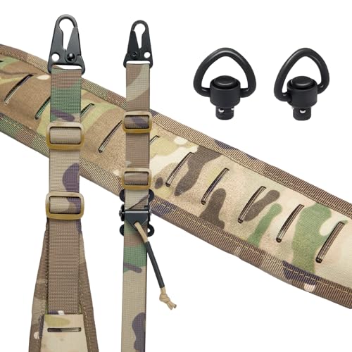 OneTigris 2 Punkt Gewehrriemen, Sling Riemen 1 Zoll breiter Tragriemen mit austauschbaren Karabinerhaken im HK-Stil, einstellbare Länge von 56 Zoll - 70 Zoll, Camo OneTigris 2 Punkt Gewehrriemen, Sling Riemen 1 Zoll breiter Tragriemen mit austauschbaren Karabinerhaken im HK-Stil, einstellbare Länge von 56 Zoll - 70 Zoll, Camo