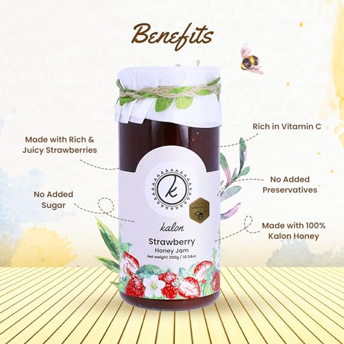 Image of KALON 100% Natural Strawberry Jam | Made with 100% Kalon Honey | No Added Sugar and Preservatives - 300 gm