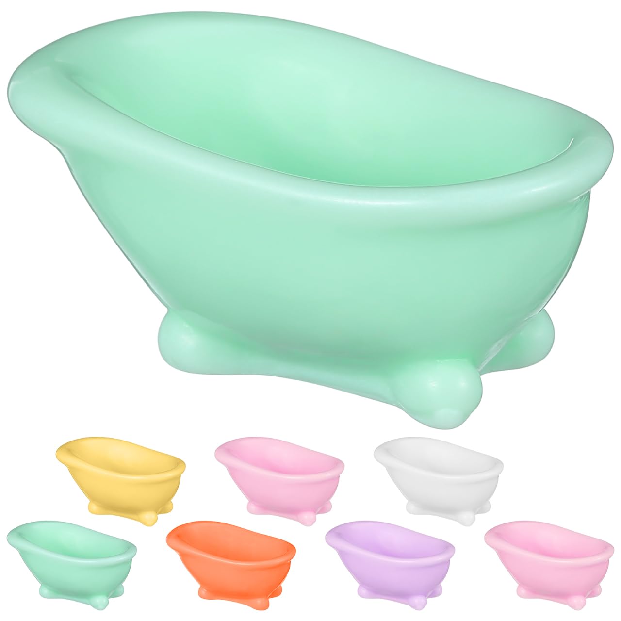 BESTonZON Dollhouse Bathtub Miniature Resin Bath Tub Model 8Pcs Micro Landscape Ornaments for Dollhouse Decoration and Garden Display 1.57 Inch