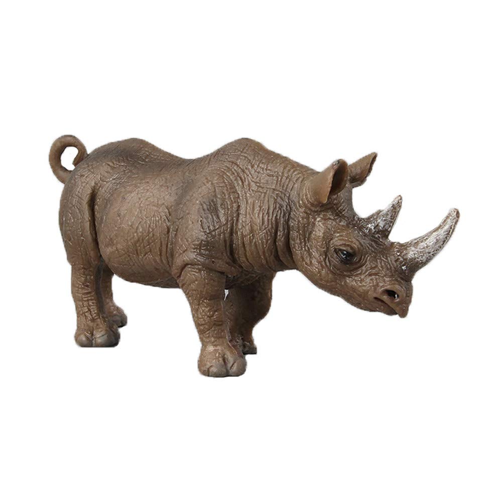 Roysberry Toys - Educational Simulated Rhinoceros Animal Model 3D Puzzle Shape Color Recognition Geometric Board Block Alphabet Puzzles Toys Birthday Figurine Model Ornament Toys (Female Rhino)