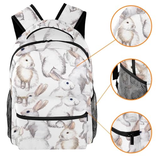 Sac à dos d'école lapins blancs multicolore 29.4x20x40cm