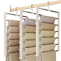 3Pack Trouser Hangers, Wardrobe Storage Organiser, Space-Saving Non-Slip Closet Organizer Pants Hangers, MultiFunctional Clothes Hangers for Clothes, Trousers, Jean, Tie, Scarf, Skirt, Towel