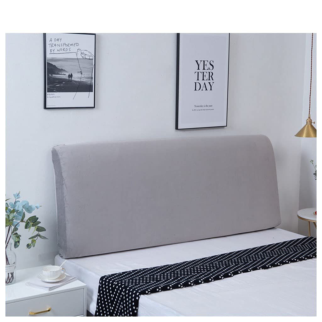 HDGZ Bed Headboard Cover,Stretch Slipcover for Bed Head,Dustproof Soft Protector Decoration Stretch Solid Color Cover Washable (Color : Light Grey, Size : 2.2m)