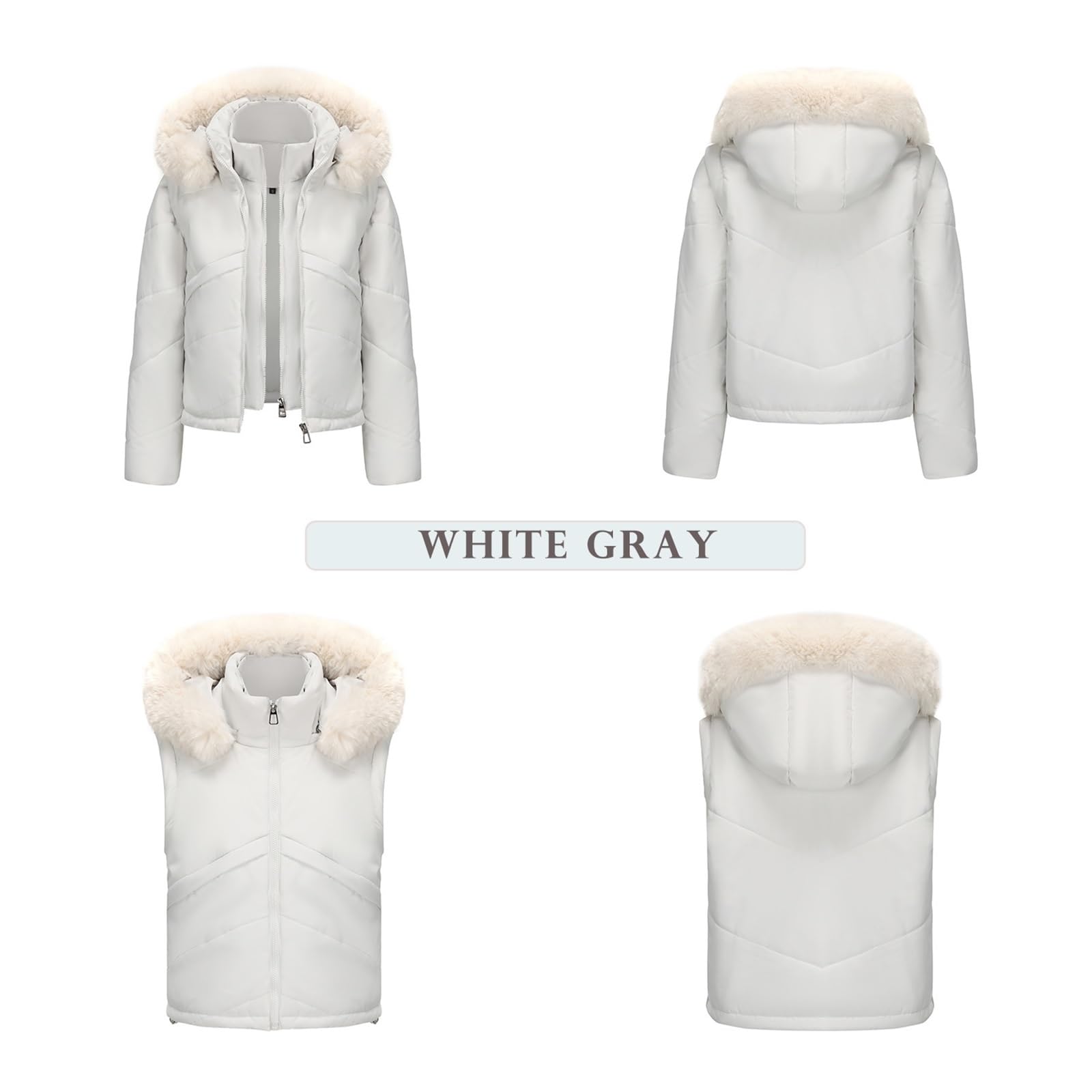 Abrigo Corto De Plumas para Mujer, Chaqueta Acolchada Ligera, Parka Con Forro Polar, Chaleco Sin Mangas