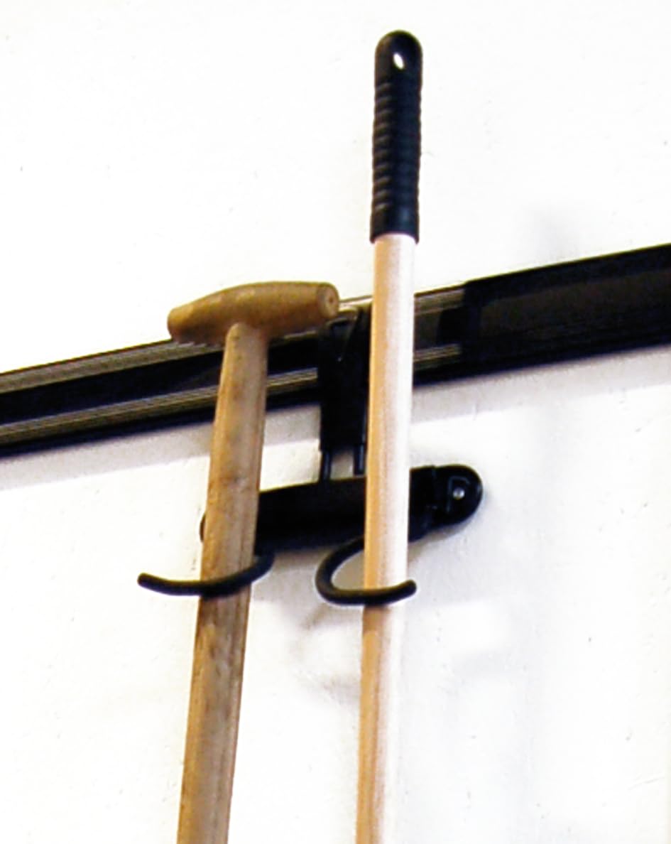Green IT Double Tool Hook - Metal Wall Mount for Rack System - Compatible with Rail Rack System - Black, Steel - Image 2