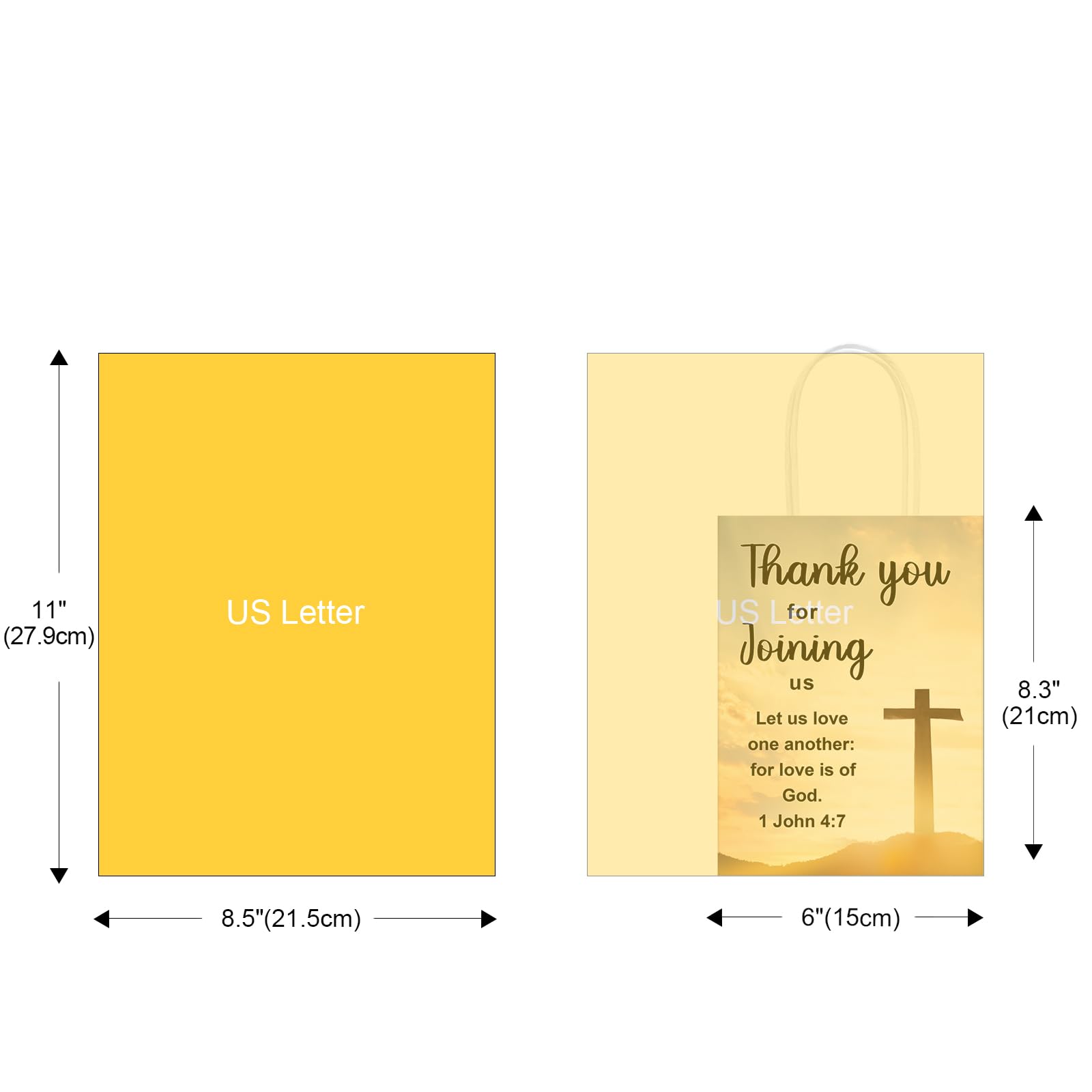 QIELSER Christian Thank You Gift Bags 50 Pack, Welcome to Our Church Paper Bags with Handles, Religious Cross & Bible Verse, Church Favor Bags for Baptism, VBS, Easter