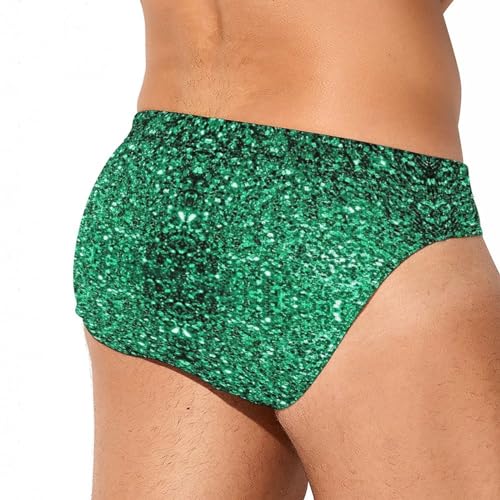 Beautiful Emerald Green Glitter Sparkles Men's Swimsuit Bikini Briefs Sexy Swim Underwear Stretchy Briefs Quick Dry Swimwear2