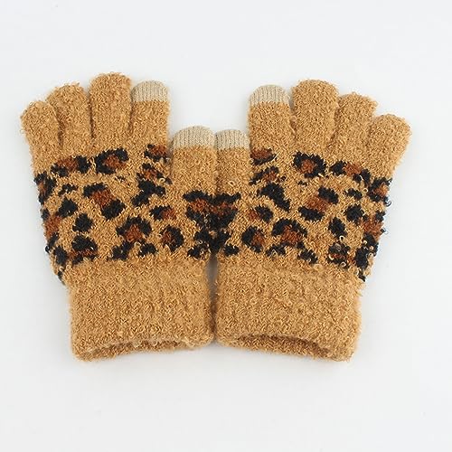 Kids Toddler Winter Beanie Hats Gloves Long Scarf Leopard Print Warm Knit Set Pompom Beanie Neck Warmer Mittens Gifts4