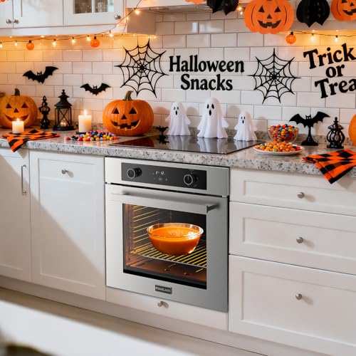 GASLAND 24 Inch Gas Wall Oven, Built-in Single Wall Oven, Natural Gas Oven with Bake Broil Rotisserie Functions, Digital Timer and Convection Fan, 120V Cord Plug, Stainless Steel, ETL Certified