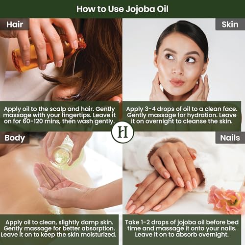 Image of Cold Pressed Jojoba Oil for Hair Growth, Face Glow, Skin (200 ml) 100% Pure, Organic, Virgin & Unrefined