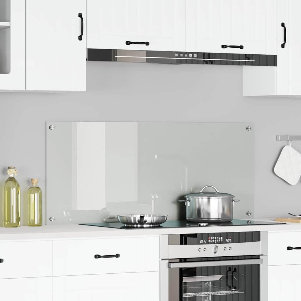 Küchenrückwand Transparent 120 x 50 cm Gehärtetes Glas, Modernes Küchenzubehör, Hitzebeständig, Ergonomisch, Platzsparend, Mit Montage, Für Kochen und Backen