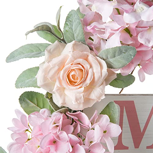 Glitzhome 22 Inch D Mother'S Day Floral Wreath Door Wreath Sign Artificial Flower Wreath For Mom Party Birthday Gift Outdoor Indoor Wall Decor thumb #3