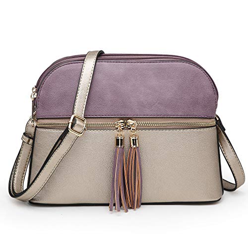 Functional Multi Pockets Lightweight Medium Crossbody Bags Purses for Women Double Zipper Shoulder
