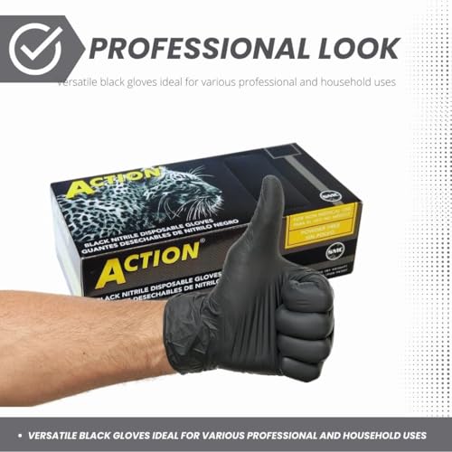 Shamrock Luvas Descartáveis Pretas De Nitrilo - 6 Mil, Sem Látex, Sem Pó, Luva De Borracha, Uso Não