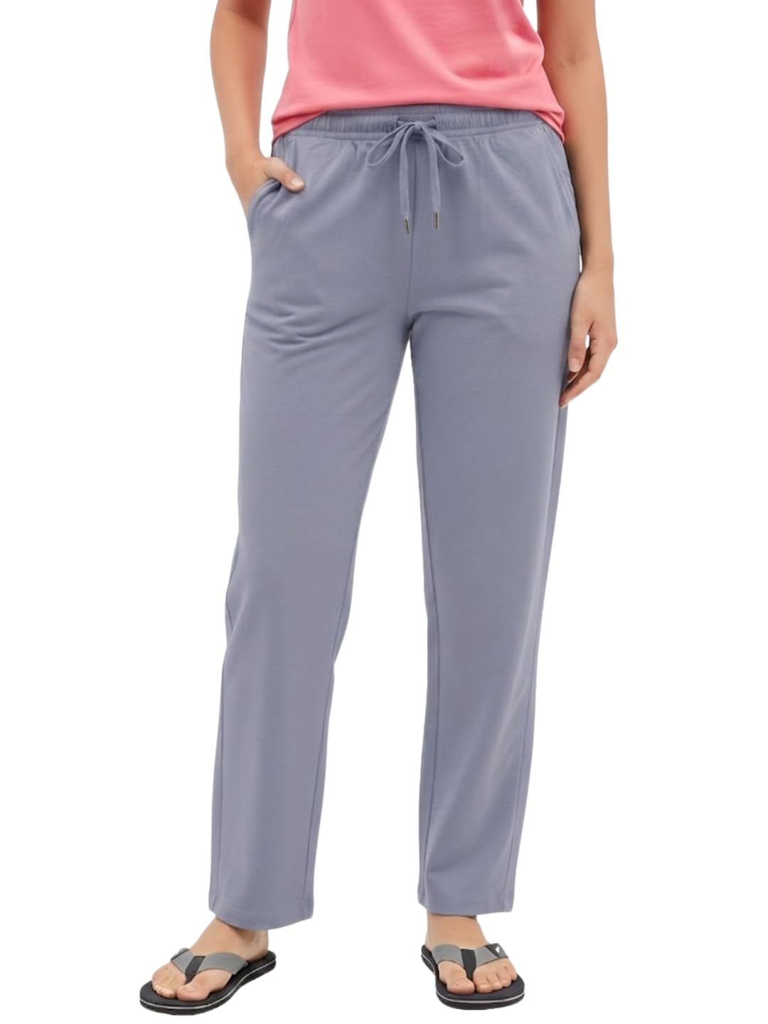 Women Pure Cotton Lounge Pants | Mid-Rise Regular Fit | Adjustable Drawstring Closure | Functional Side Pockets | Comfortable Homewear & Sleepwear-image-40