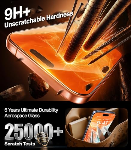 Image of TORRAS GlassGo Privacy Original for iPhone 17 Pro Max Privacy Screen Protector [25 Anti-Spy] [12Ft Shatterproof] 9H+ Aerospace for iPhone 17 Pro Max Tempered Glass Full Coverage 6.9 inch 2-Pack