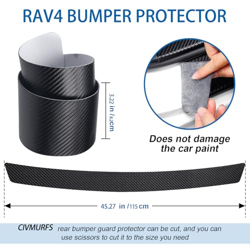 Image of Rear Bumper Protector for Toyota RAV4 2020-2024 | Precision carbon fiber guard for 2020-2024 RAV4. Scratch /UV /water-proof, no residue, no curl, easy tool-free install