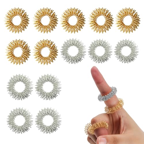 14-Stück Akupunktur Ring,Akkupressurringe,Akupressur Ring,Akupressurring,Massageringe für Finger,Fingermassagering,Arthrose Ringe,Akupressur Stressringe,Antistress Ring,Erwachsene Akkupressurringe