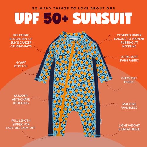 Image of SwimZip UPF50+ Boys Swim Shirt, Long Sleeve One Piece Kids Sunsuit
