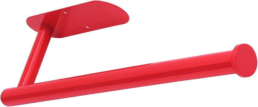 YeeBeny Pink Paper Towel Holder Self Adhesive Drilling for Kitchen Red | Paper Towel Holder As Wall Mount Tissue Rack Dual Install For Under Cabinet Saves Kitchen Counter Space
