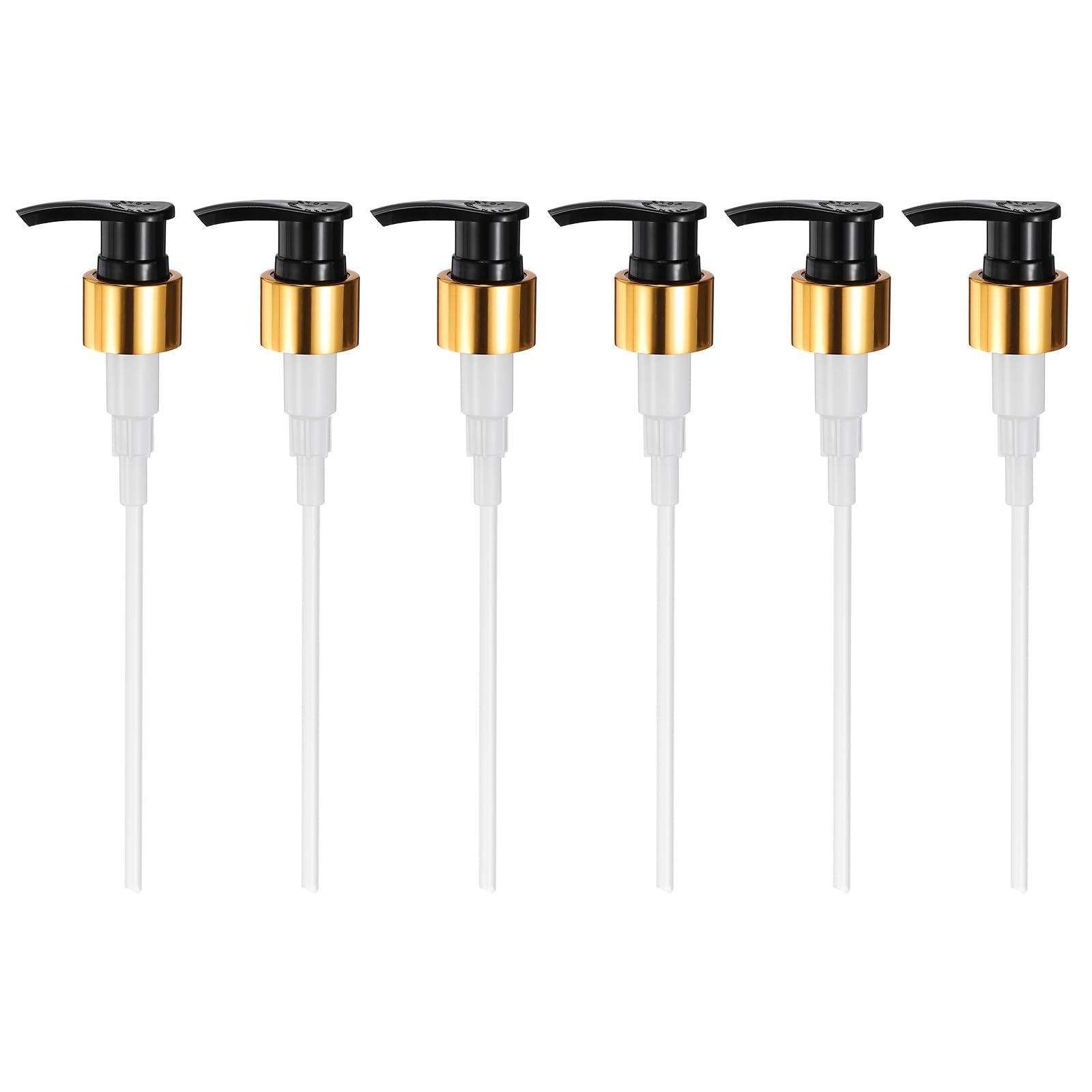sourcing map 6 Pcs Soap Dispenser Pump Heads, Lotion Hand Soap Dispensers Top Pumps Replacement Switch Pumphead for Standard 24/410 Thread Size Lotion Shampoo Bottle in Kitchen, Gold/Black