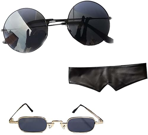 Ealipoi Go-jo Satoru - Gafas de sol de anime Go-jo Cosplay Satoru redondas de cristal Jjk Cosplay Props 3 piezas