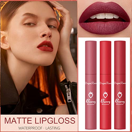 Zarics 3Pcs Nude Matte Lipstick Set, 24 Hour Superstay Natural Nude Lipstick Velvet Smooth Crayon Lip Stain, Long Lasting Waterproof Lip Gloss Lipstick For Women Makeup (Set B) #TOP5