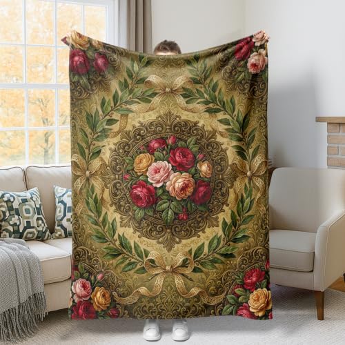 Jeté de lit vintage rouge automne couverture pelucheuse lit - 2