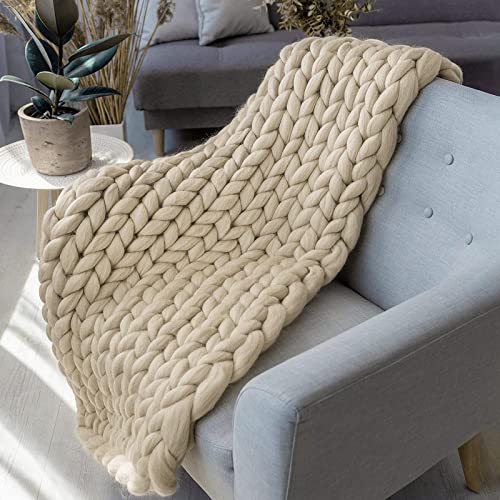 BBPM Chunky Knit Throw Blanket 100% Hand Made...