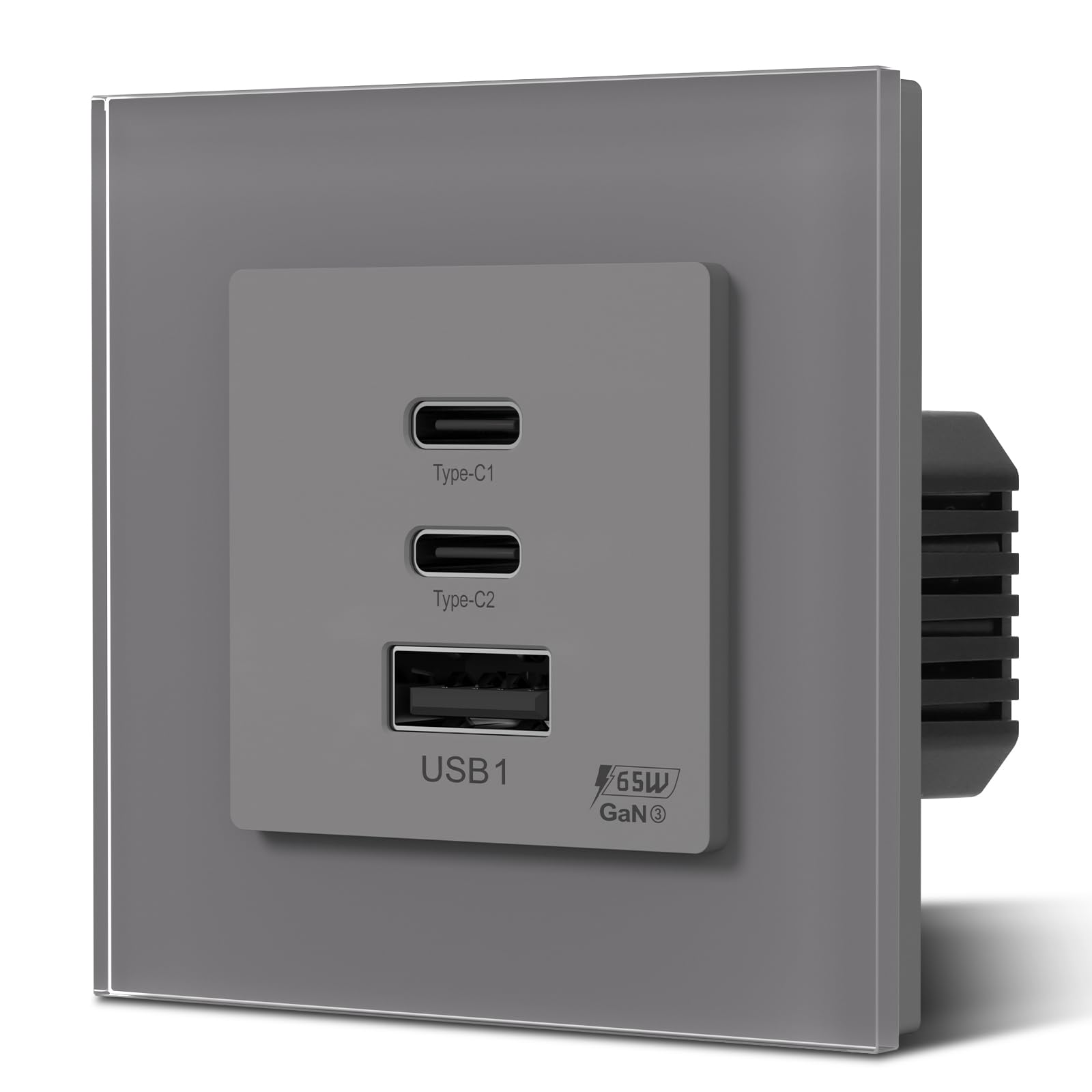 BSEED Enchufe Pared con 20W USB y Tipo C,Enchufe USB C de Cristal,Carga Rápida,3 en 1，Fácil Instalación,1 Enchufe,86mm Blanco — view 27