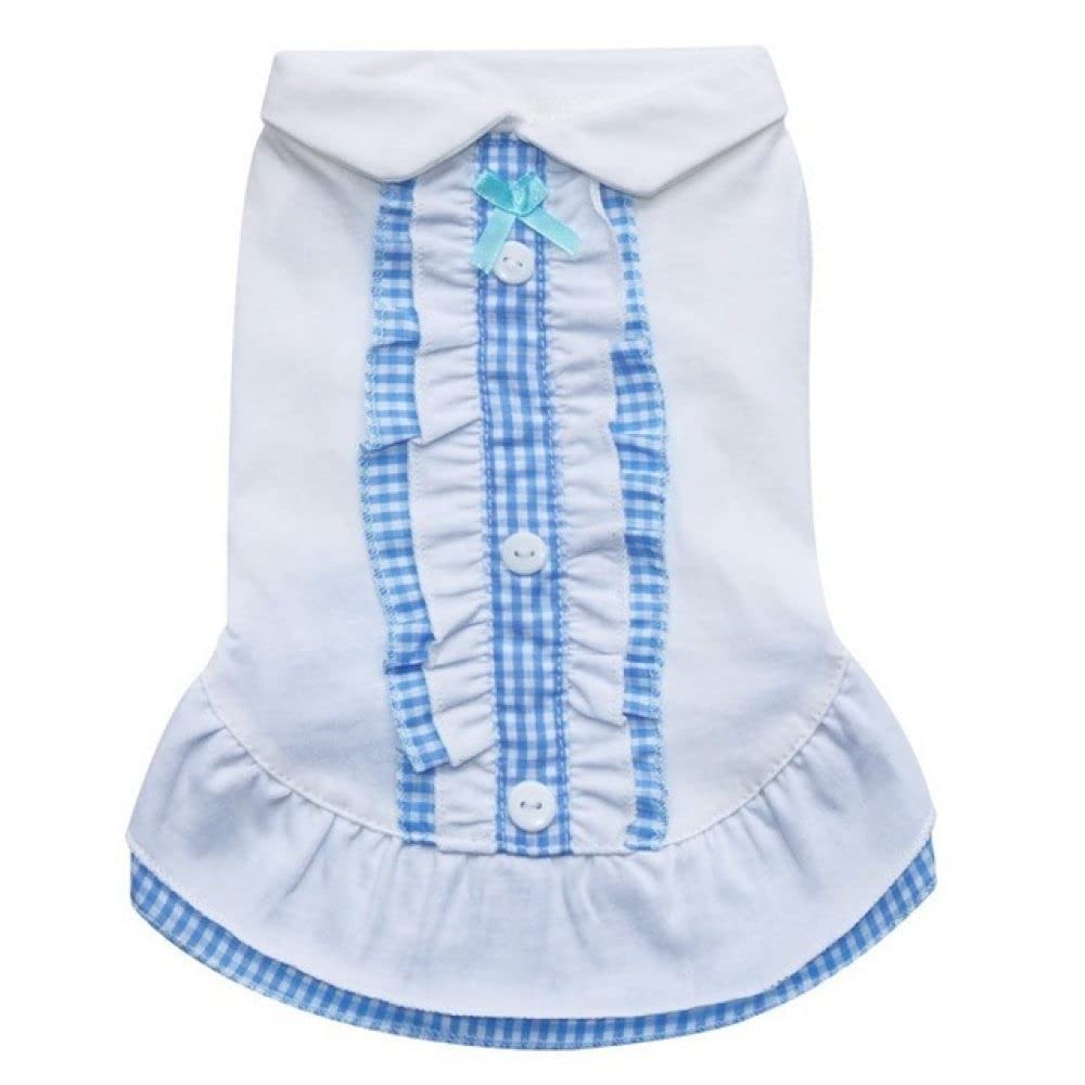 Vestito per Cani alla Fragola, Bretelle, Gonna, Abbigliamento per Animali Domestici, in Puro Cotone, con Stampa di Frutta (Azzurro Cielo)