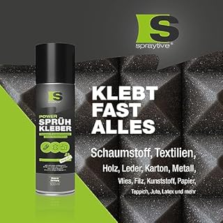 Spraytive Lot de 3 tubes de colle en spray Power de 500 ml : pour textiles, non-tissés, mousse, cuir, ciel de toit, tapis, papier et plus encore – Forte adhérence permanente avec réglage de