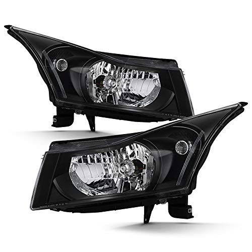 VIPMOTOZ OE-Style Headlights Headlamps Assembly For 2010-2015 Chevy Cruze & Limited Model, Black Housing Clear Lens Driver & Passenger Side Pair Set