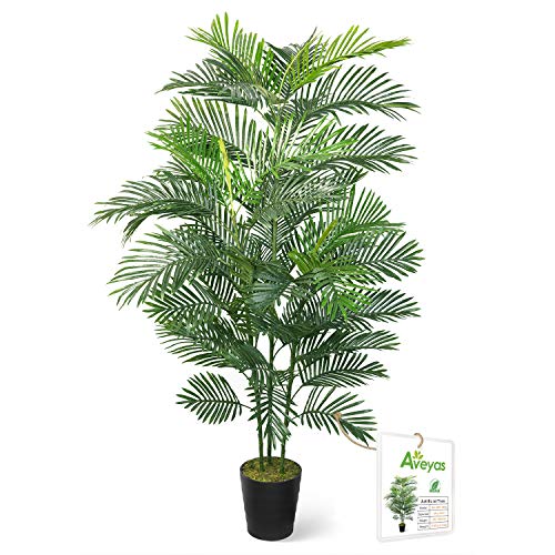 Aveyas 6ft Artificial Kentia Palm Silk Tree in Plastic Nursery Pot, Fake Tropical