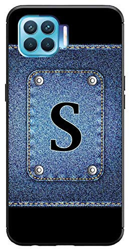 Image of Amazon Brand - Solimo Designer Button Jeans Alphabet-S Printed Soft & Flexible Hybrid Back Case Mobile Cover for Oppo F17 Pro