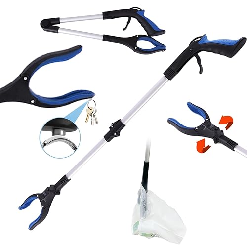 Grabber Reacher Tool, Foldable Pick Up Stick with LED Light