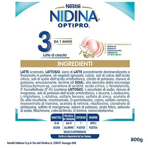 NESTLÉ NIDINA Optipro 3 Latte di Crescita Polvere per Bambini da 1 anno, Latta 800g - 9