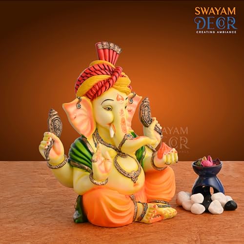 Image of Polyresin Marble Ganesh Ji Idol | Auspicious Lord Ganesha Statue for Living Room Home Decor Statue (13 Inch)