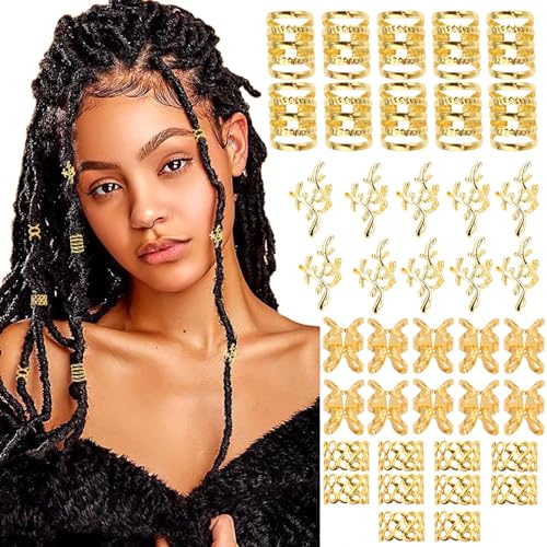 VENOFEN 40PCS Gold Hair Cuffs Braids Jewelry for Women