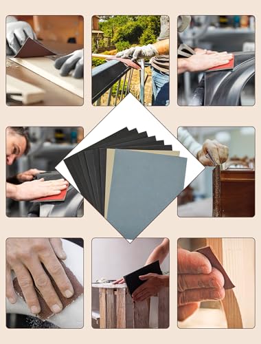 230x280mm Schleifpapier Körnung 400/600/800/1000 für Politur & Oberflächenveredelung, 32 Stück Nass Trocken Feinschliff Schleifblatt für Autolack, Metall, Holz, Glas, Stein